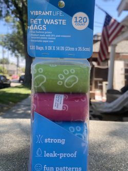 Vibrant Life, Pet Waste Bags, Green Blue And Pink.