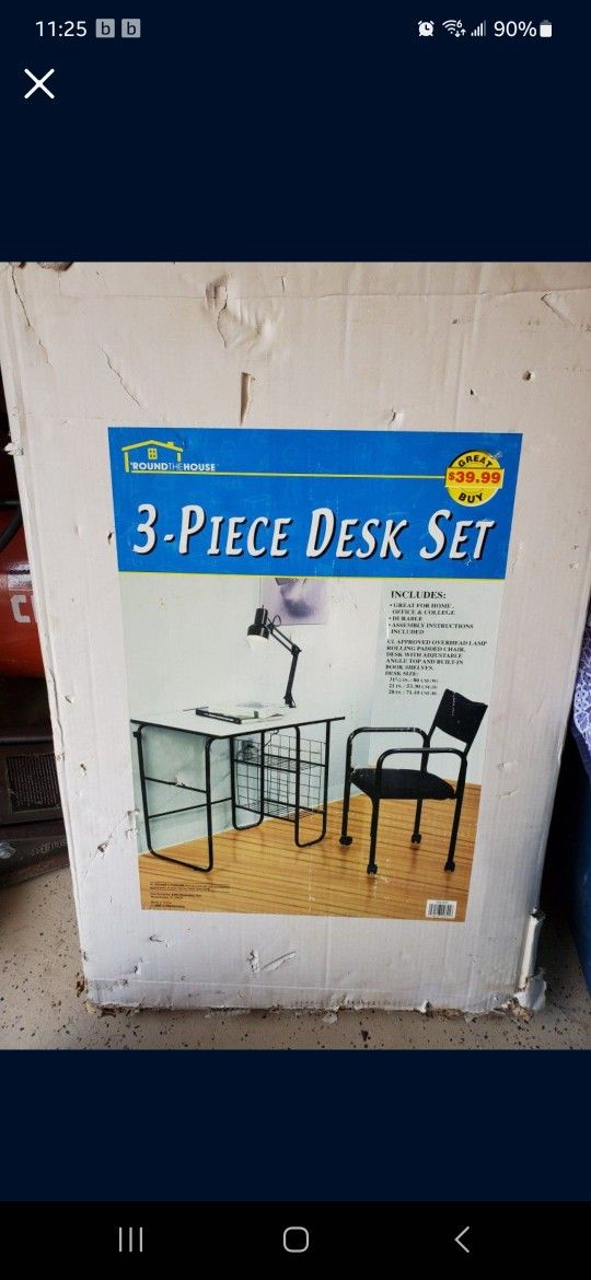 Desk With Chaur And Lamp