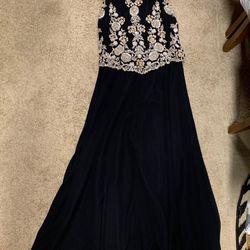Long Black Dress With Beads Design 