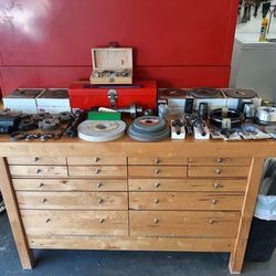 Large Lot Of Machinist Tools And Bench Tool Box
