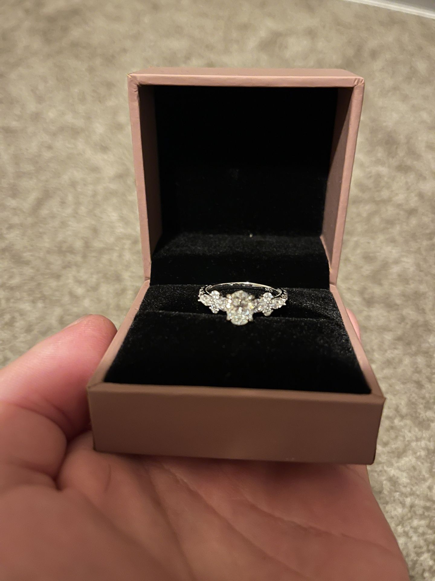 925 Silver VVS1 Moissanite Diamond Engagement Ring