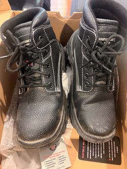 SKECHERS WOMEN'S 77241 BURGIN KRABOK BLACK STEEL TOE WORK BOOTS  Size 7.5