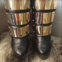 Black and gold size 11 luxury boots