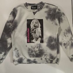 Deborah Harry Blondie Tie Dye White & Gray Crewneck Pullover Sweatshirt Medium Rock N Roll