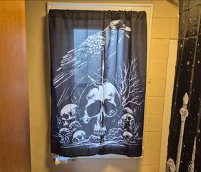 Black Raven and Skulls curtain pair