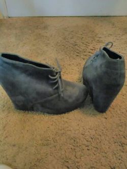 Dark Grey Suede Wedges