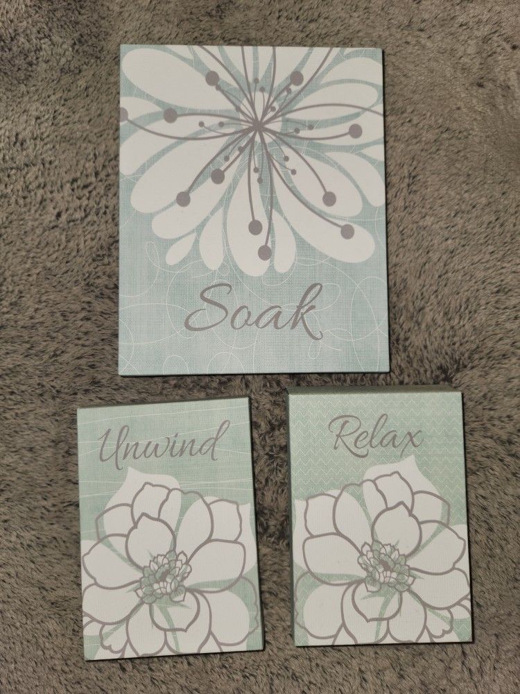 Soak Relax Unwind Bathroom Art