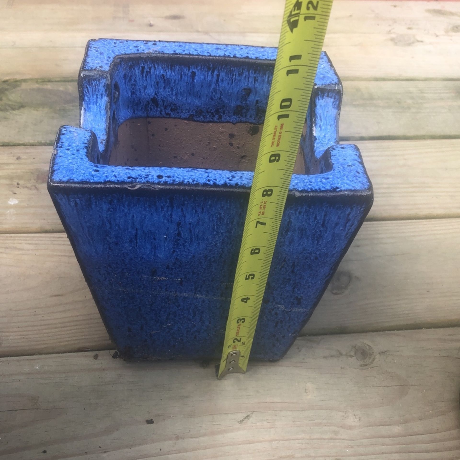 Nautical blue speckled high gloss hand sculpted and numbered flower pots/planters set (5) (2) Xtra Large (1)Med (2) Sm
