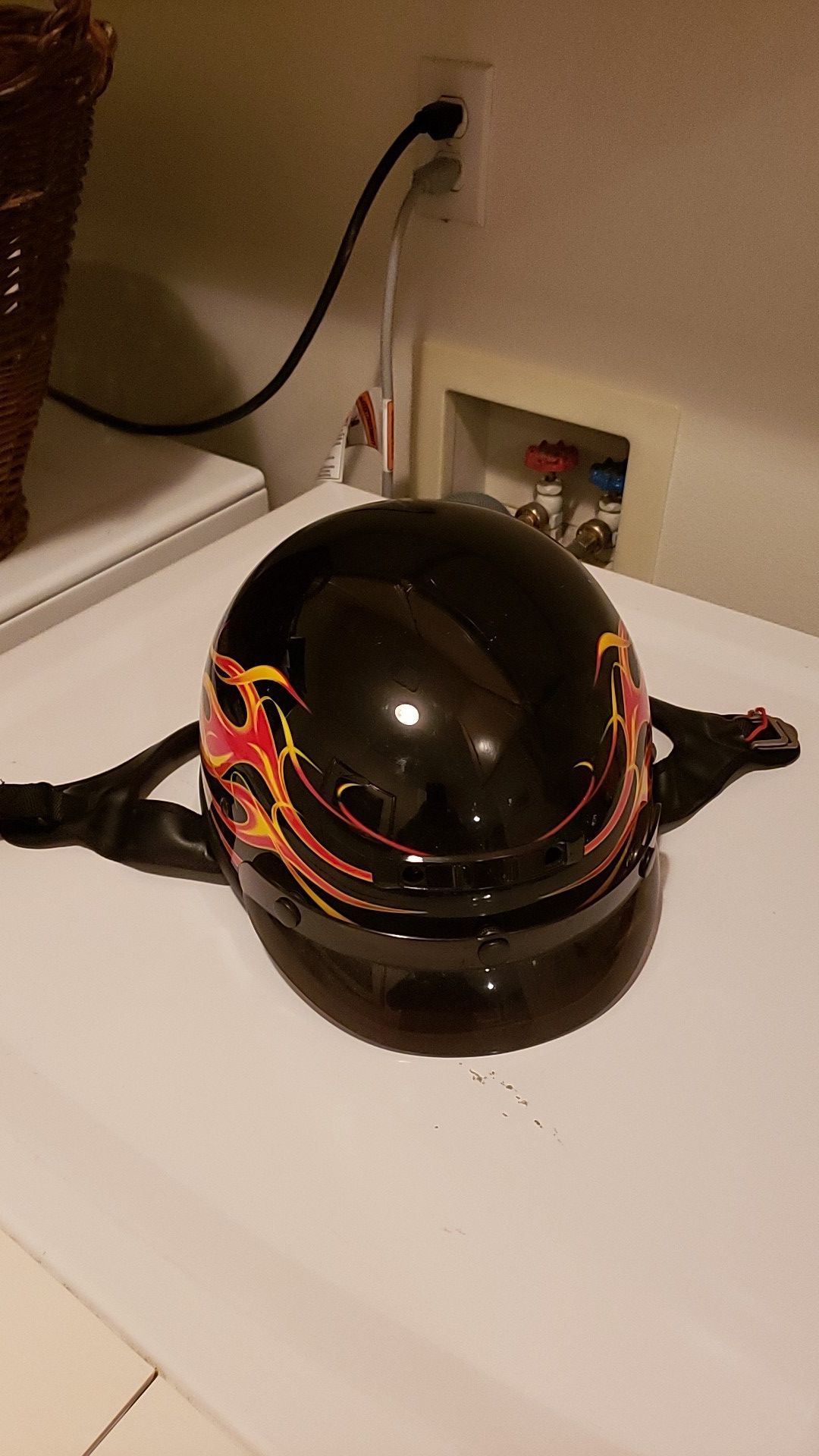 Flaming Motorcycle Half Helmet...Size XL. PENDING SALE
