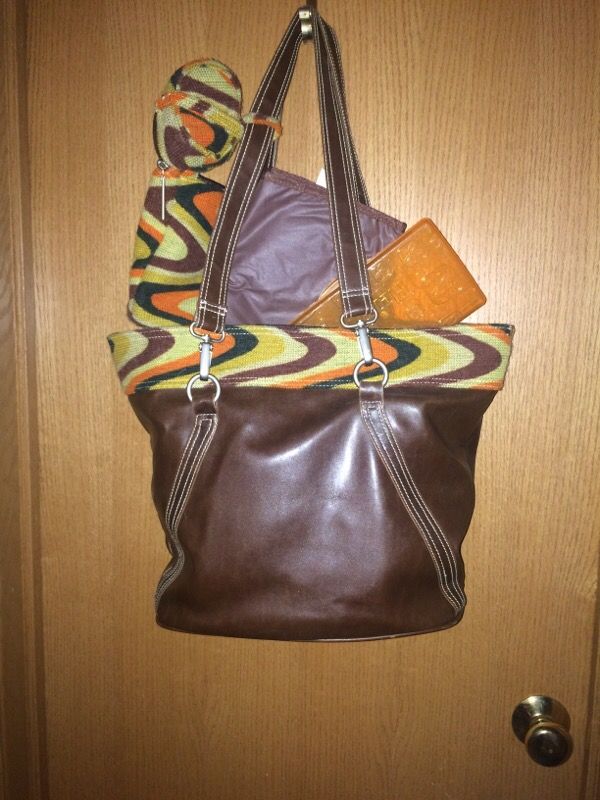 Brown groovy diaper/ beach bag tote