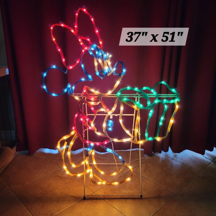 Vintage Minney Mouse Disney Santa Rope Light Yard Multi Color Lights