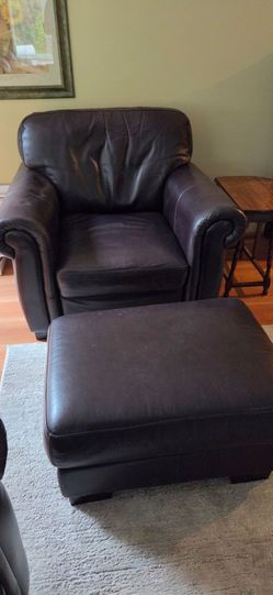 Leather and chair with ottoman