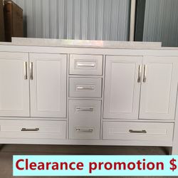 60”grey double sink bathroom vanity with carrara white marble stone top