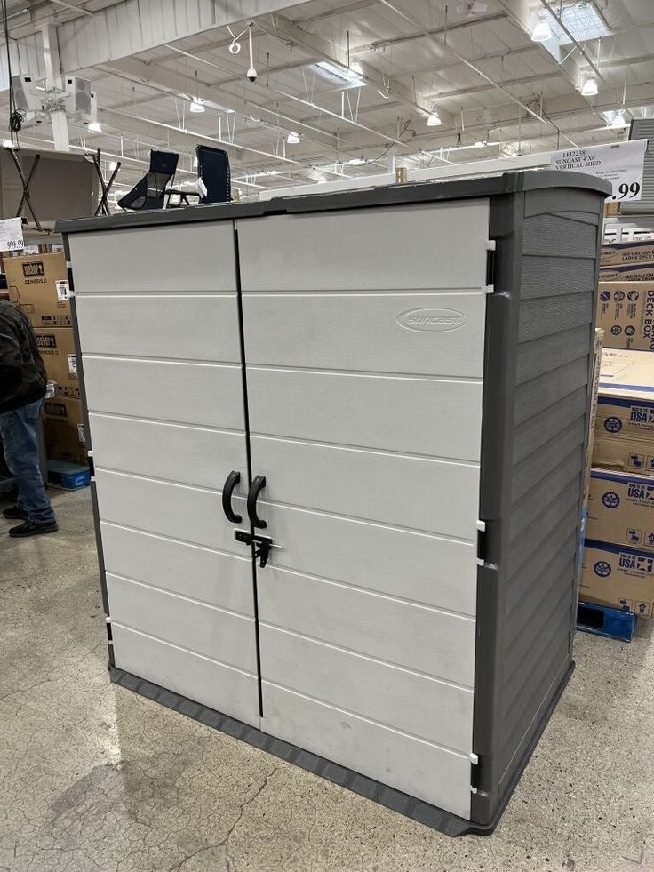 Suncast Extra-Large Vertical Storage Shed for Yard Storage, All-Weather Outdoor Storage Shed with 2 Lockable Doors, 70.5" W x 44.25" D x 77.5" H