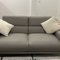 Two Gray Pleather Couches 