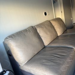 Sand/carmel Color Leather Couch Part Of A Sectional 