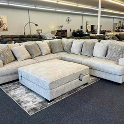 Ashley Rawcliffe Parchment Light Gray Sectional Couch 