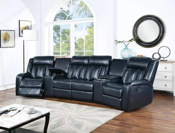 New 4 Recliner Home Theater Sectional Couch