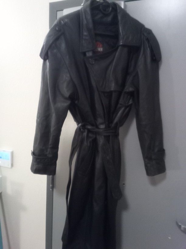 Men's Leather Trench Coat