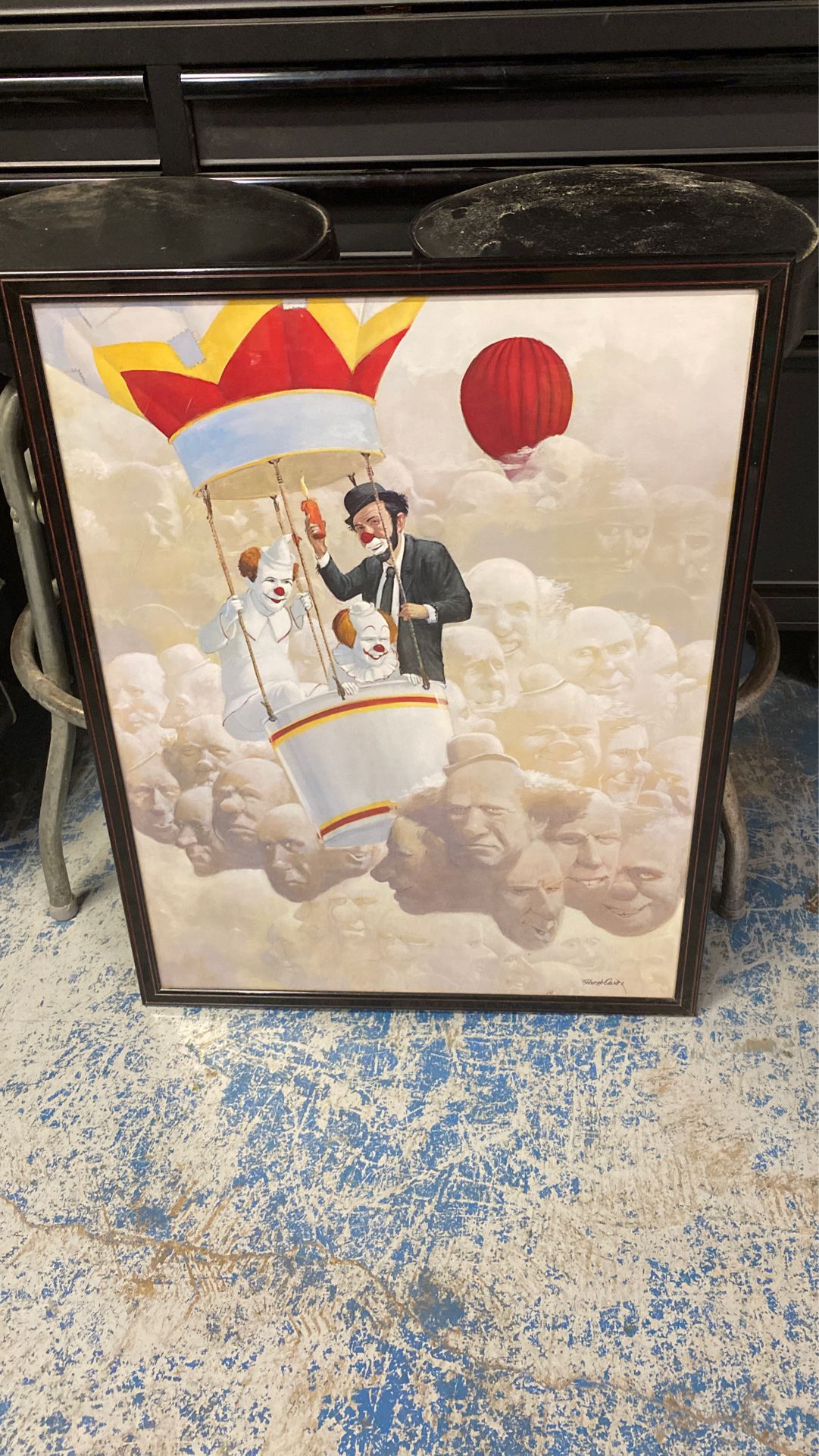 Clowns in Hot Air Balloon picture frame