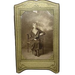 Antique Portrait Photograph Women in Chair Framed 1910s Hansen Iron River MI