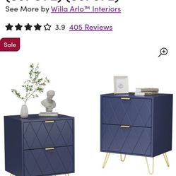 MARBLE 20.5" TALL 2- DRAWER NIGHTSTAND (SET OT 2)
