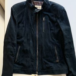 Fes Cuir Premium Genuine Lamb Leather Jacket (Blue) — Nubuck/Velour Finish — NEW w/ Tags — Size 60