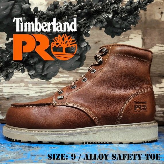 New TIMBERLAND PRO Barstow 6" Alloy Toe Moc Toe Wedge Work Boots Botas Size: 9