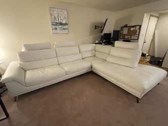 Big New L-shape Sectional White Leather Couch