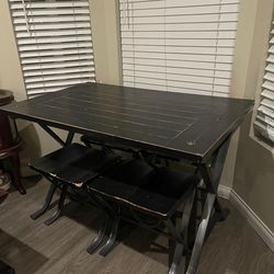 Modern Black Dining Table with 4 Stools