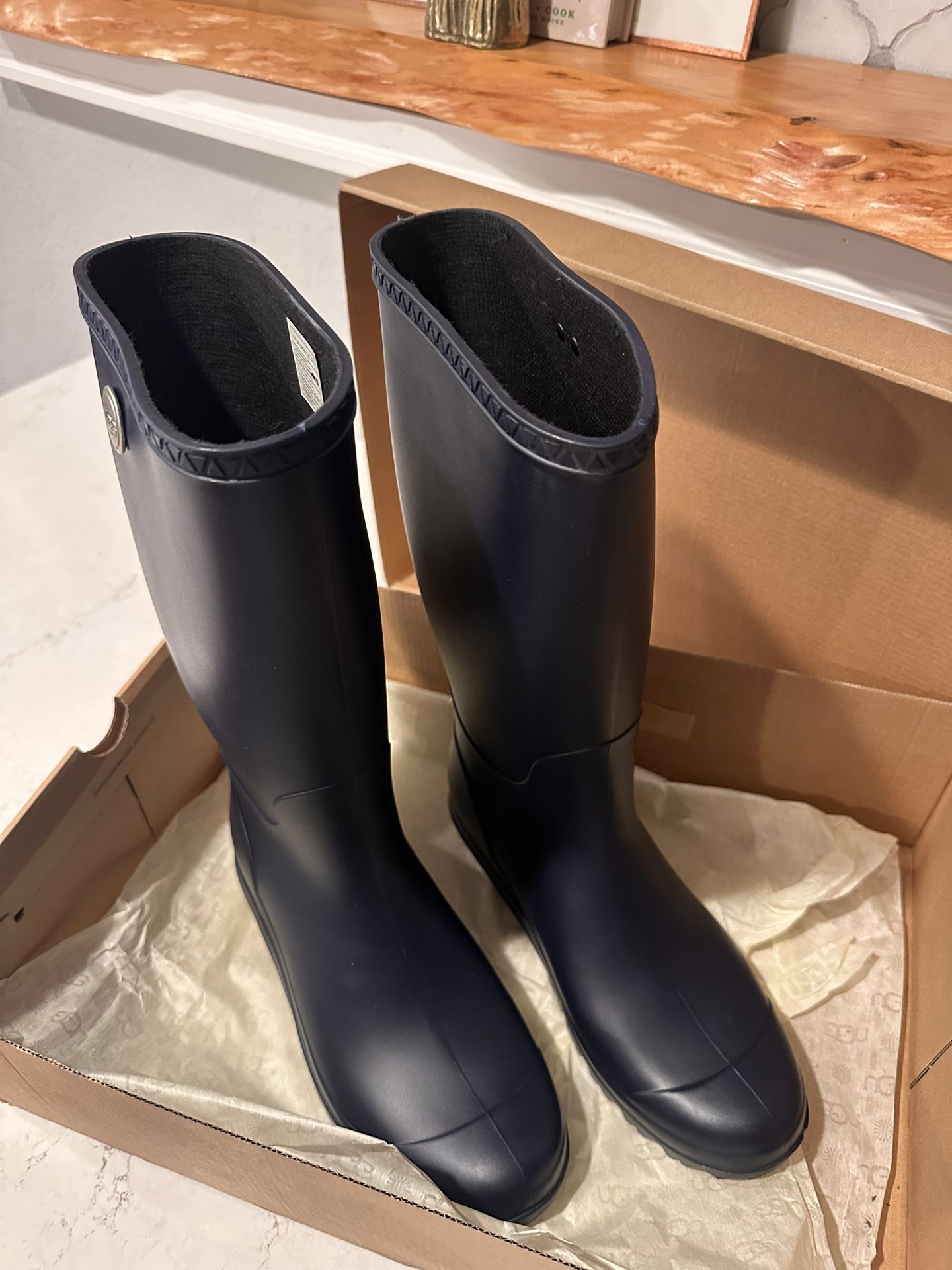 UGG Shelby Matte Navy Waterproof Rain Boots — Women’s US 8 