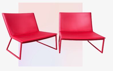Leather Red Longe Chairs.  set of 2