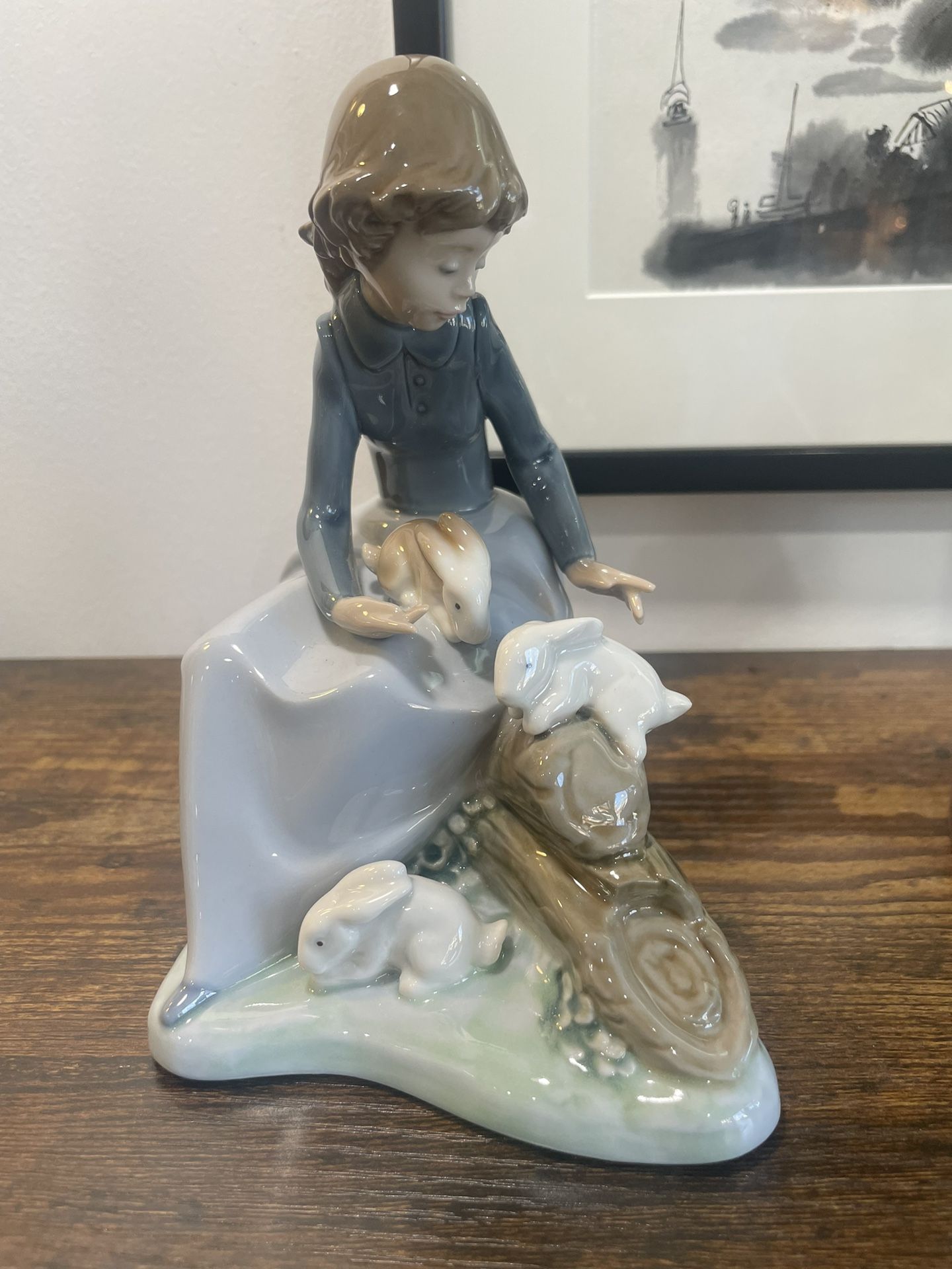 Nao By Lladro Collectible Figurine “Girl With Rabbits”
