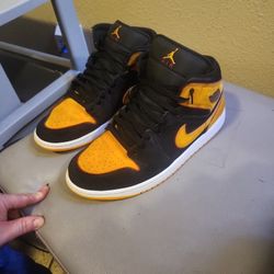 Jordan 1 Mid Fat Tongue Black And Orange