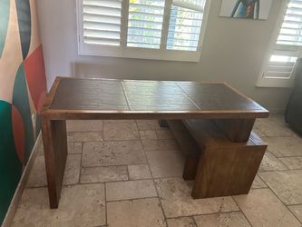 Solid Wood Desk with Leather Top