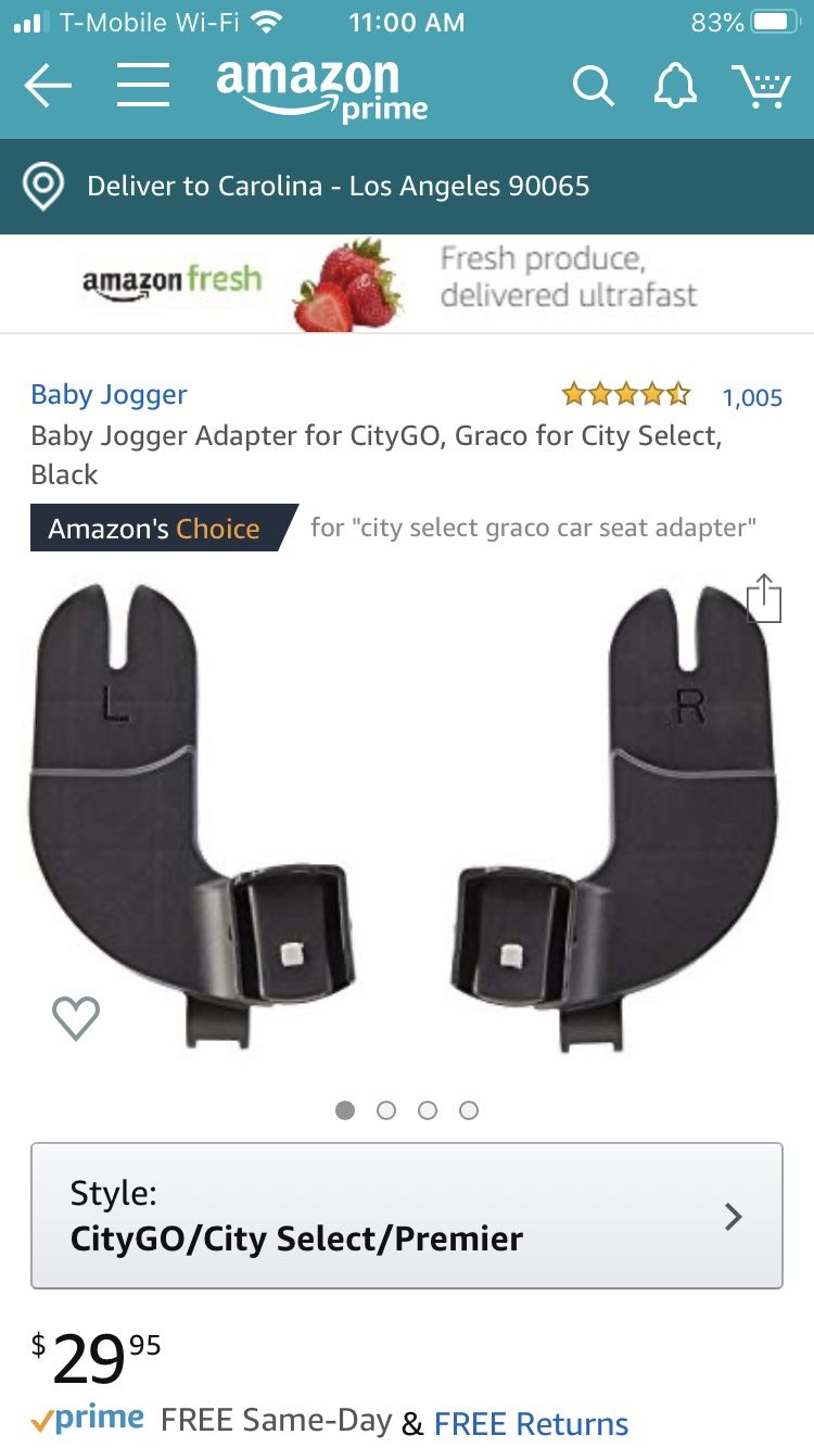 Adapter for infant car seats: CityGo, Graco for city select baby jogger stroller