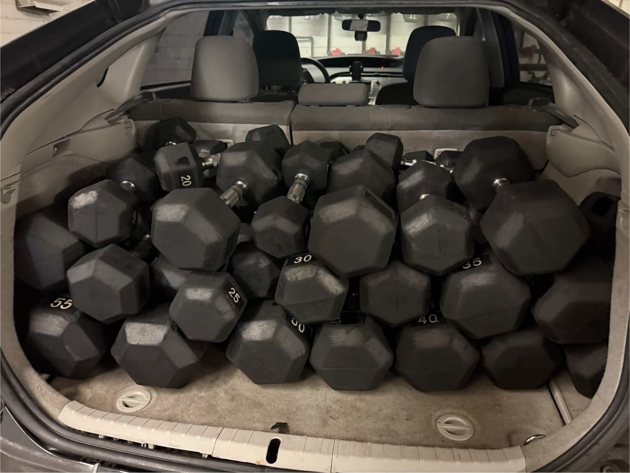 Hex Rubber Dumbbells 12lb 30lb 55lb