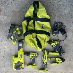 Ryobi 18V Cordless 6-Tool Combo Kit, 1.5 Ah Battery, and Charger