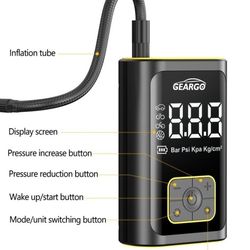 Tire Inflator Pump With Flashlight  Portable Tire Inflator Air Compressor 150PSI Cordless Air Pump for Car, Motorcycle, Bicycle Tires, Balls, 3X Faste