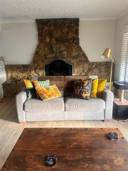 Gray Italian Linen Loveseat Sleeper Couch