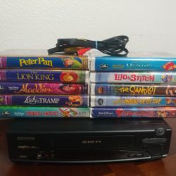 VCR WITH 10 CHILDRENS MOVIES ALSO COMES WITH WIRES