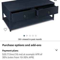 Brand New 2 Drawer Navy Coffee Table 