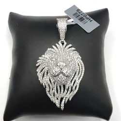 925 Sterling Silver 5.73CT MOISSANITE Lion Head Men’s Pendant 