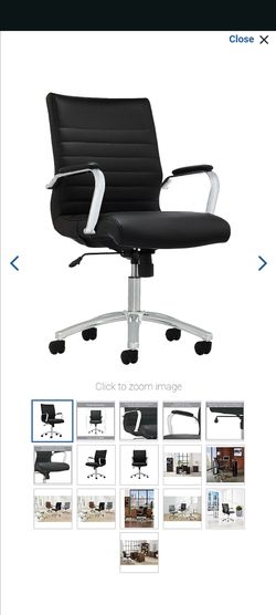 Warehouse sale--LANDSUN Black Ribbed Mid-Back Office Chair