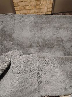 Gray Fluffy  faux Shag Area Rug