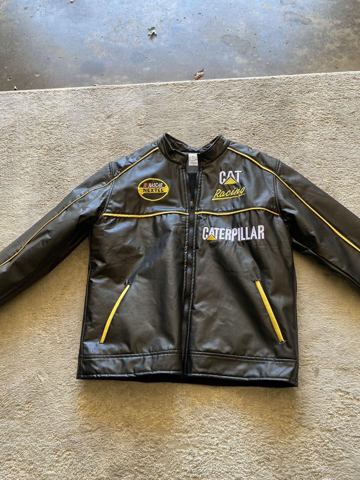 VINTAGE Nascar Caterpillar CAT Racing Letterman Leather Jacket Men’s XL