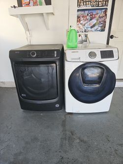 Maytag Dryer and Samsung Front-Load Washer Set