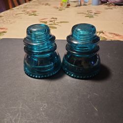 2 Blue/Green Hemingray Insulators #42
