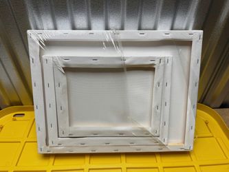 Blank White Stretched Canvas Set Assorted Sizes in Plastic Wrap