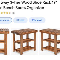 3 Tier Wooden Shoe Rack 